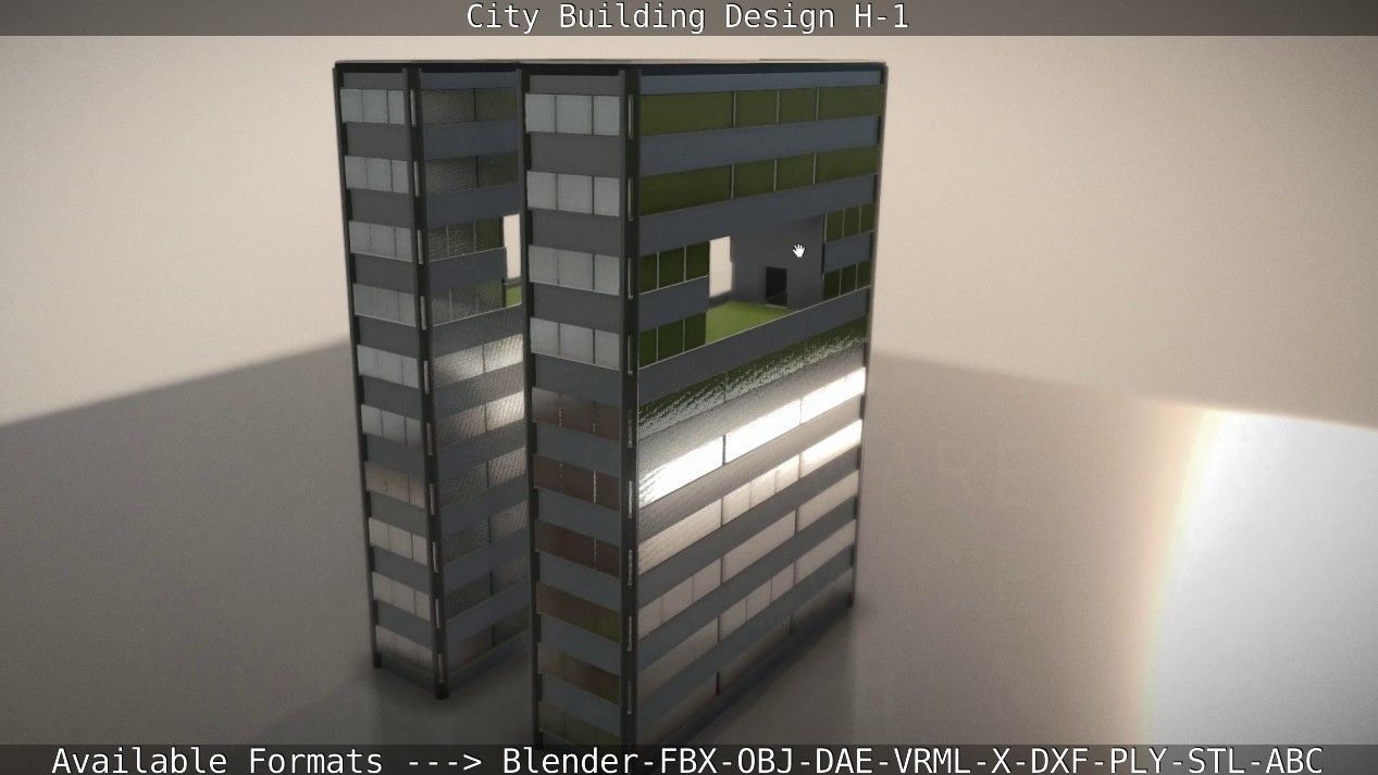 City Building Design H-1 Low-poly 3D model_43