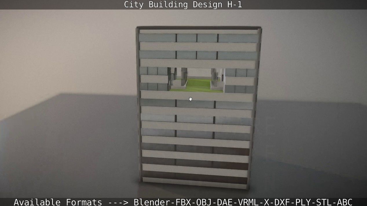 City Building Design H-1 Low-poly 3D model_13