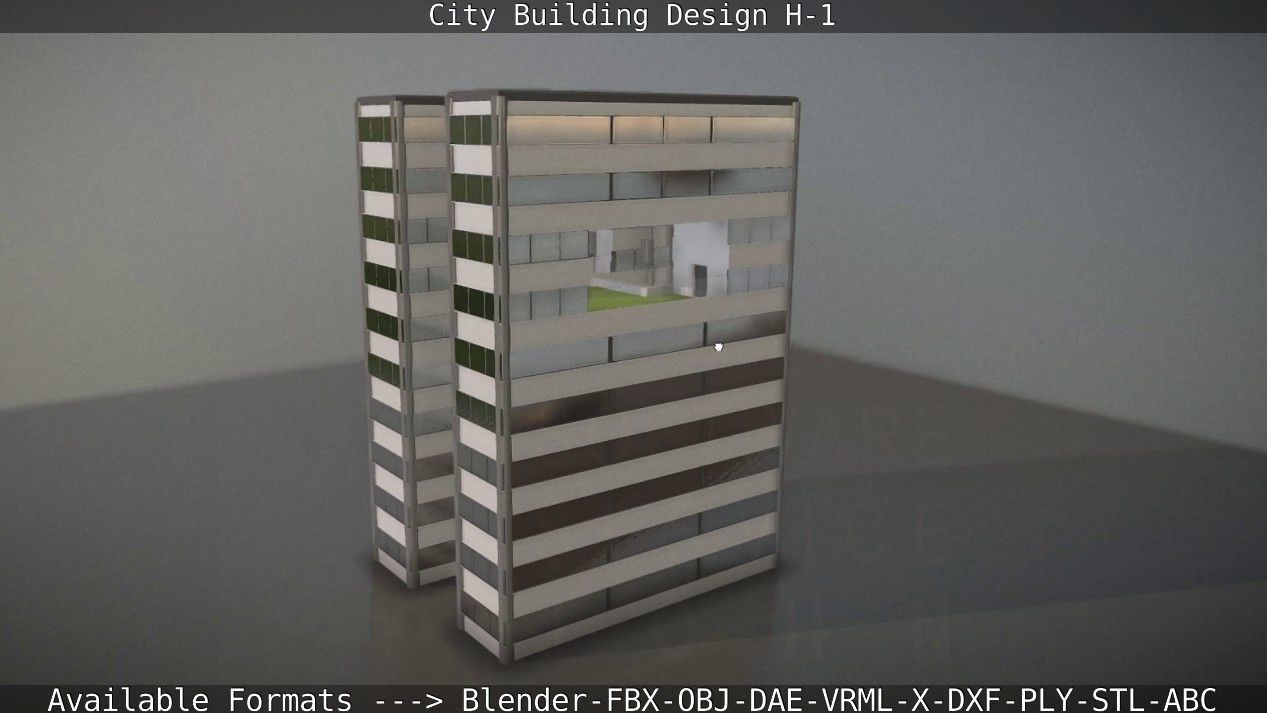 City Building Design H-1 Low-poly 3D model_12