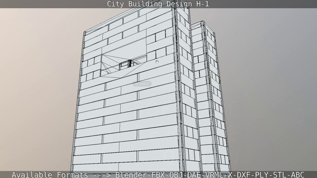 City Building Design H-1 Low-poly 3D model_74