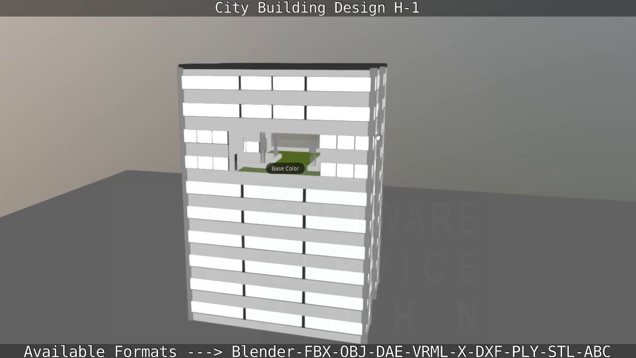 City Building Design H-1 Low-poly 3D model_91