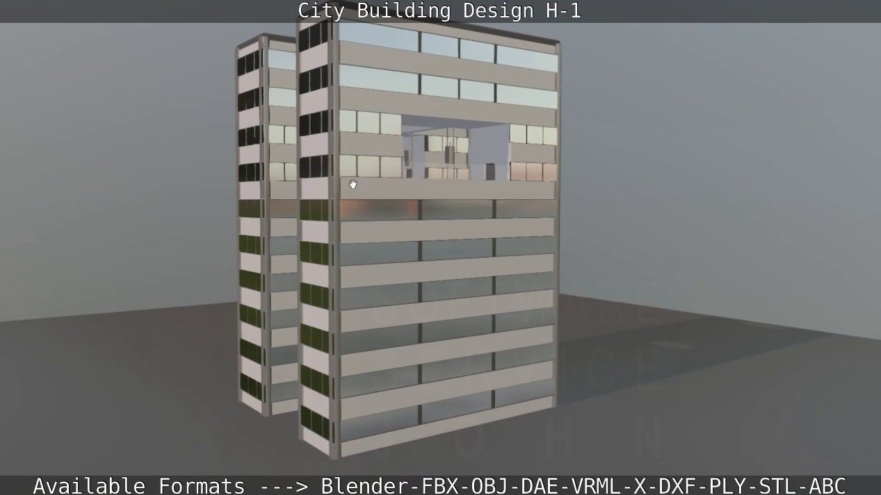 City Building Design H-1 Low-poly 3D model_48