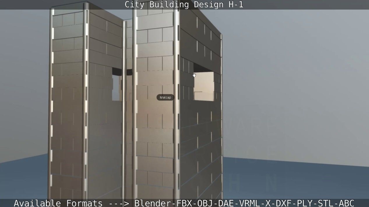 City Building Design H-1 Low-poly 3D model_70
