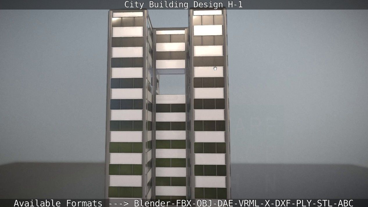 City Building Design H-1 Low-poly 3D model_116