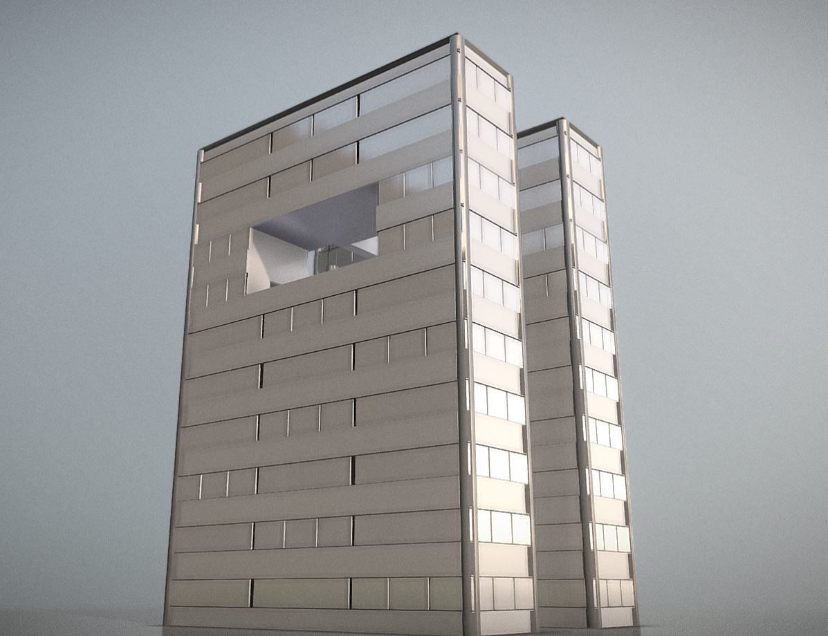 City Building Design H-1 Low-poly 3D model_6