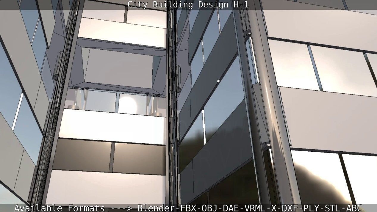 City Building Design H-1 Low-poly 3D model_61