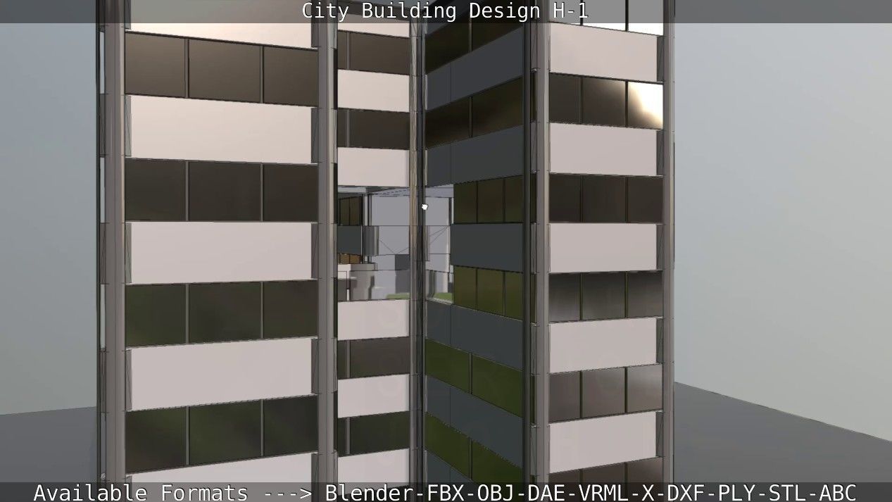 City Building Design H-1 Low-poly 3D model_67