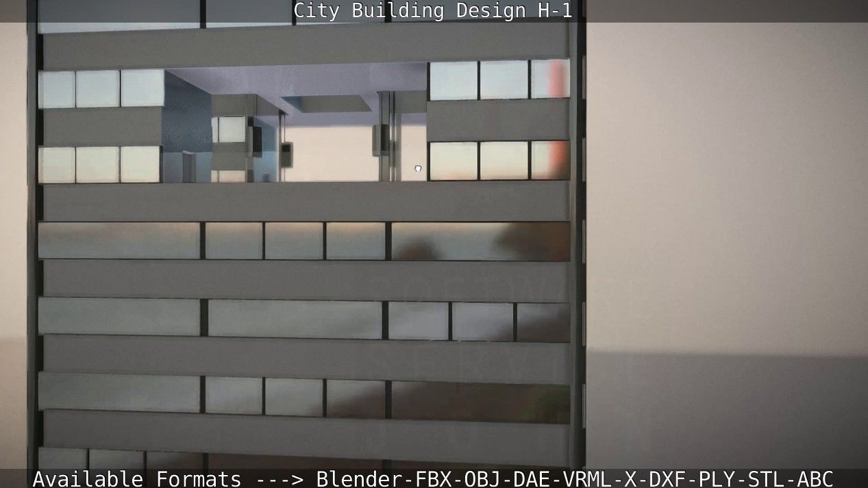 City Building Design H-1 Low-poly 3D model_26