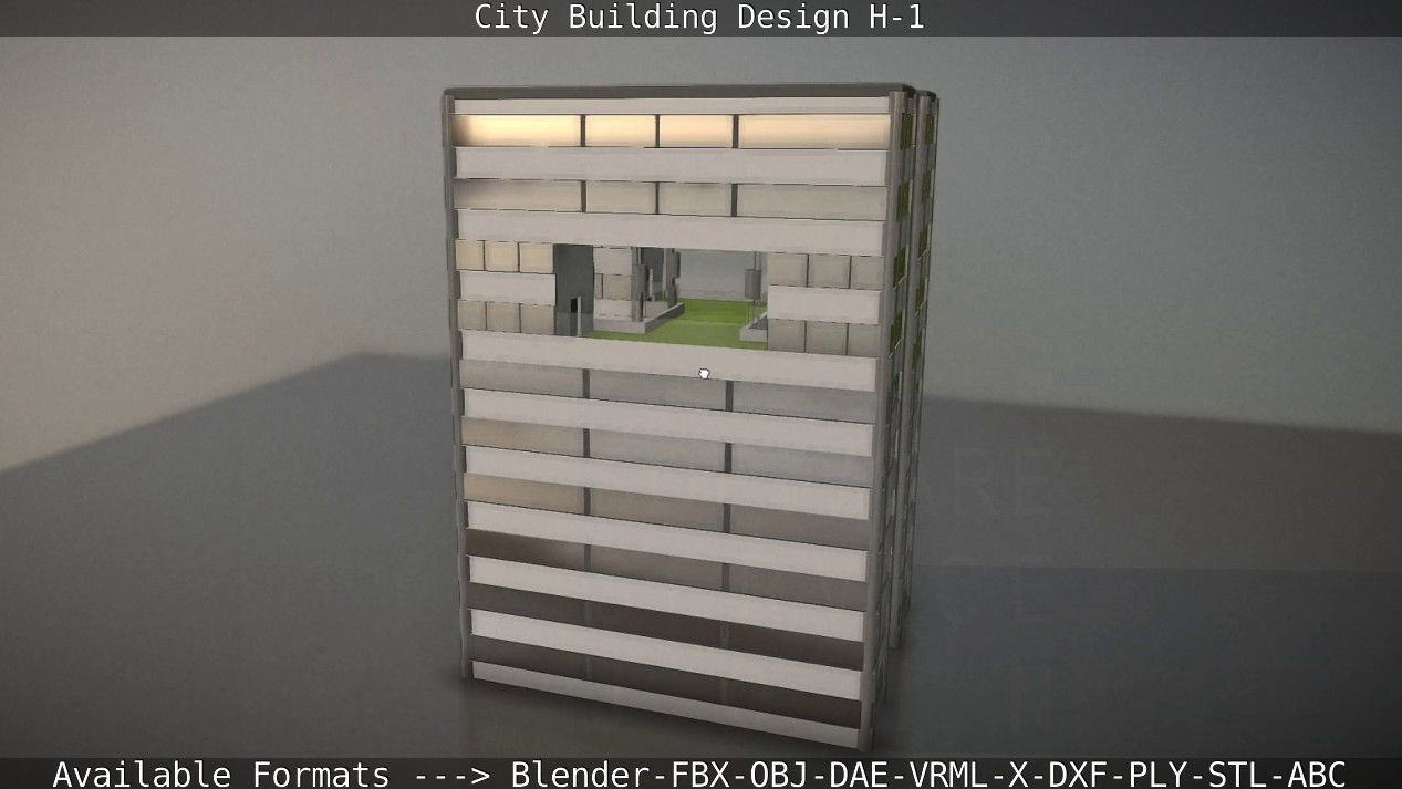 City Building Design H-1 Low-poly 3D model_15