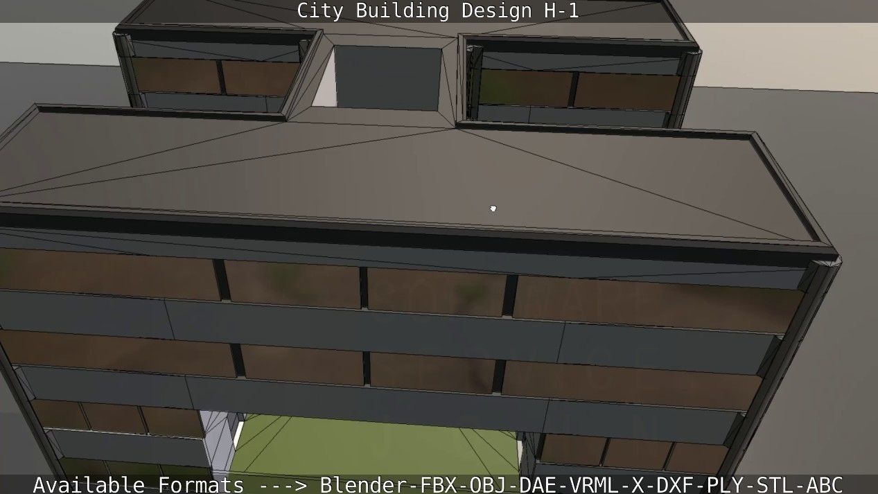 City Building Design H-1 Low-poly 3D model_64