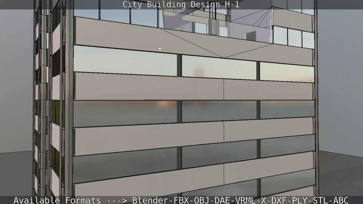 City Building Design H-1 Low-poly 3D model_51