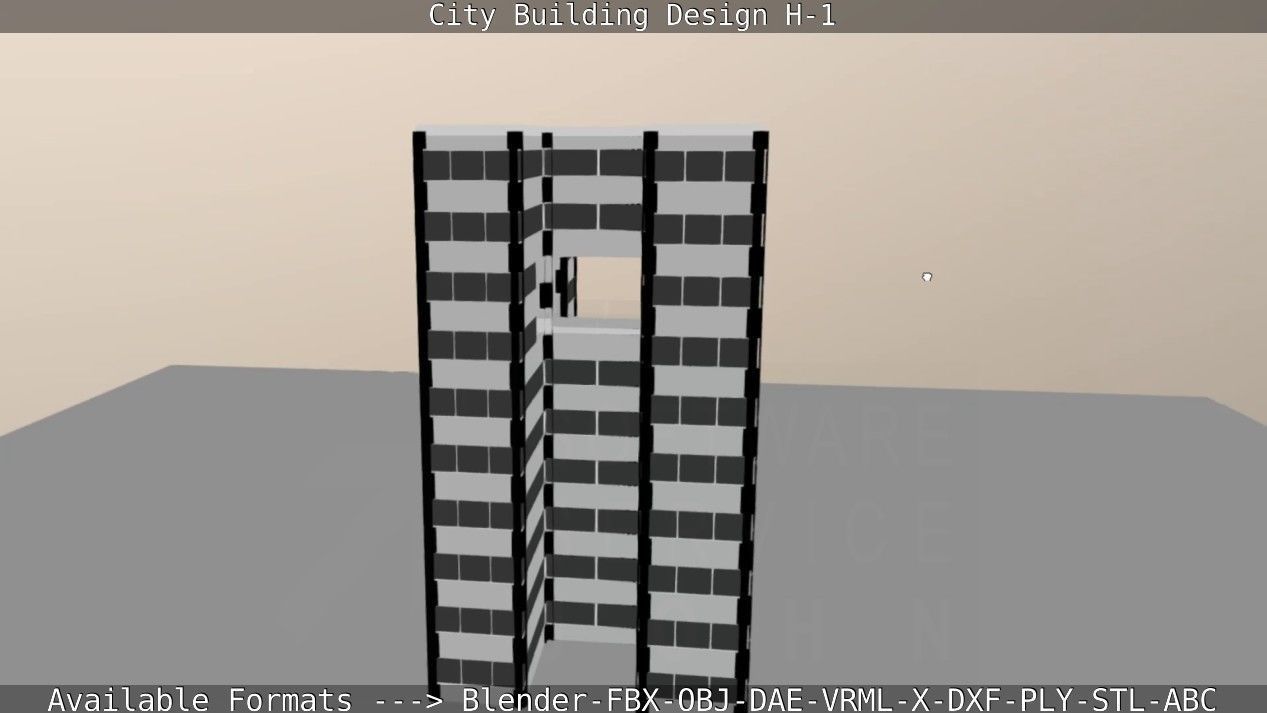 City Building Design H-1 Low-poly 3D model_98