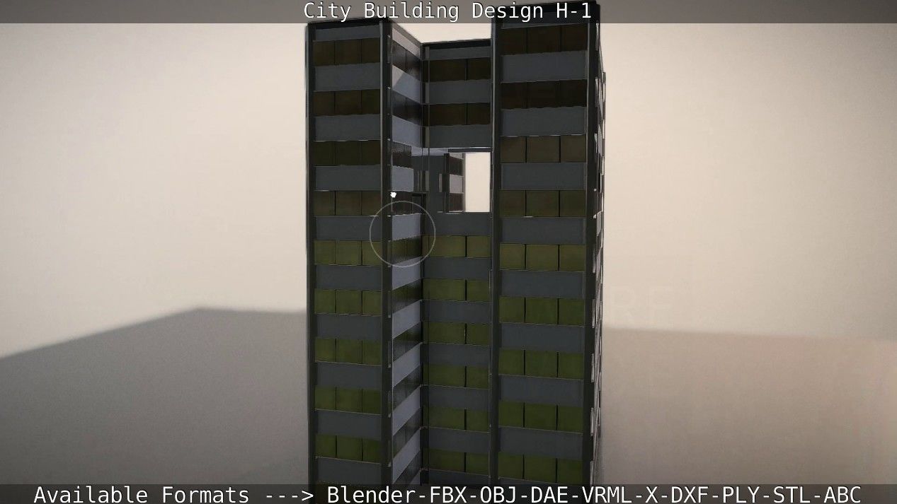 City Building Design H-1 Low-poly 3D model_21