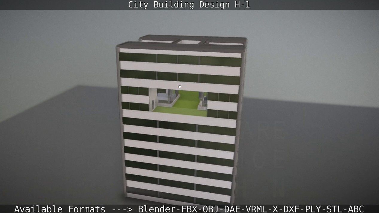City Building Design H-1 Low-poly 3D model_137