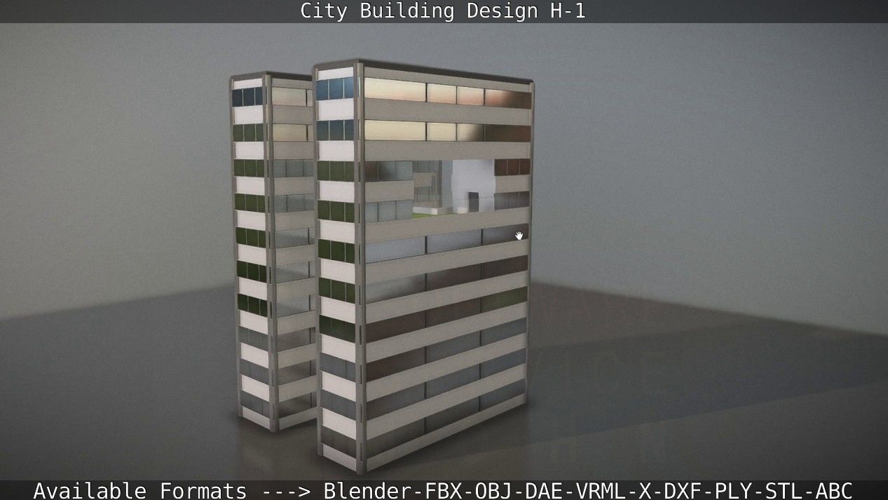 City Building Design H-1 Low-poly 3D model_11