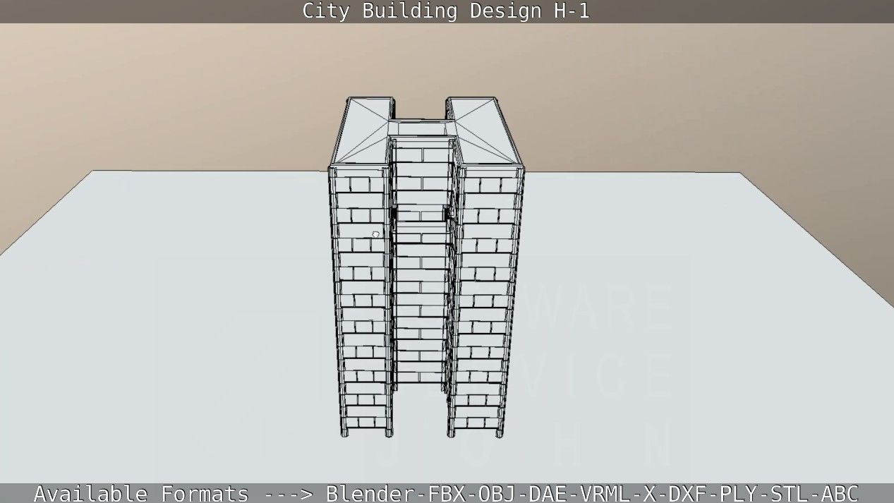 City Building Design H-1 Low-poly 3D model_76