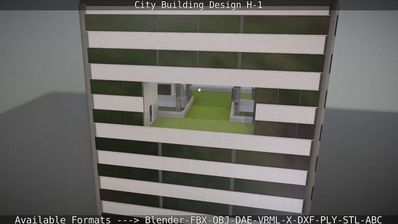 City Building Design H-1 Low-poly 3D model_136
