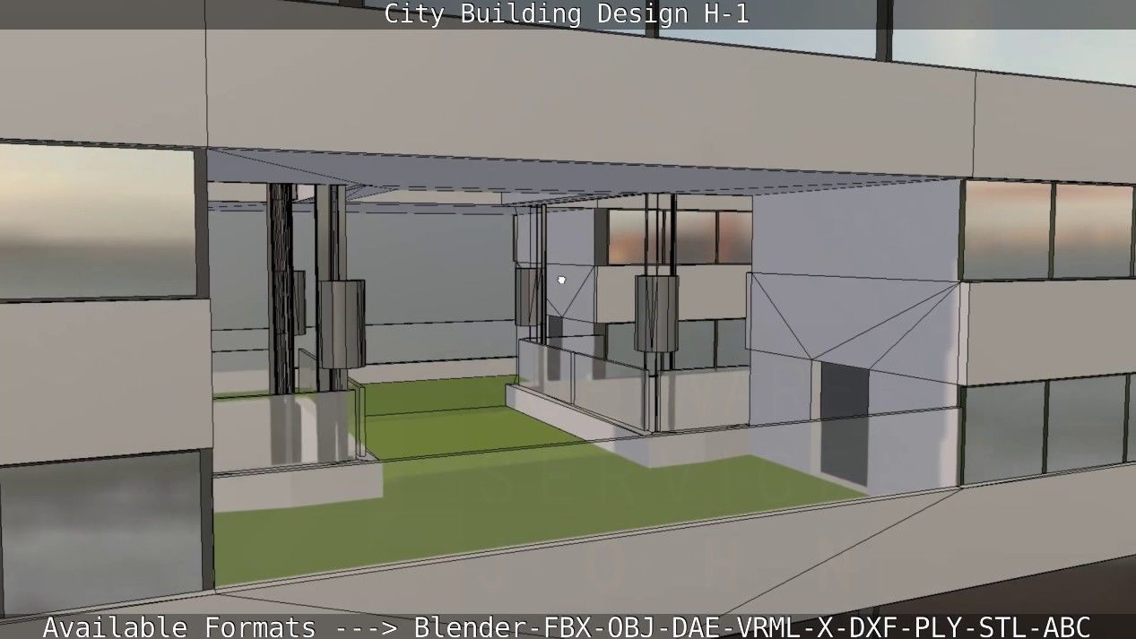 City Building Design H-1 Low-poly 3D model_55