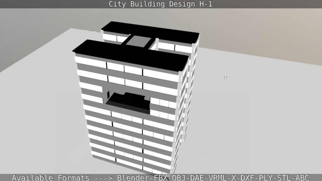 City Building Design H-1 Low-poly 3D model_94