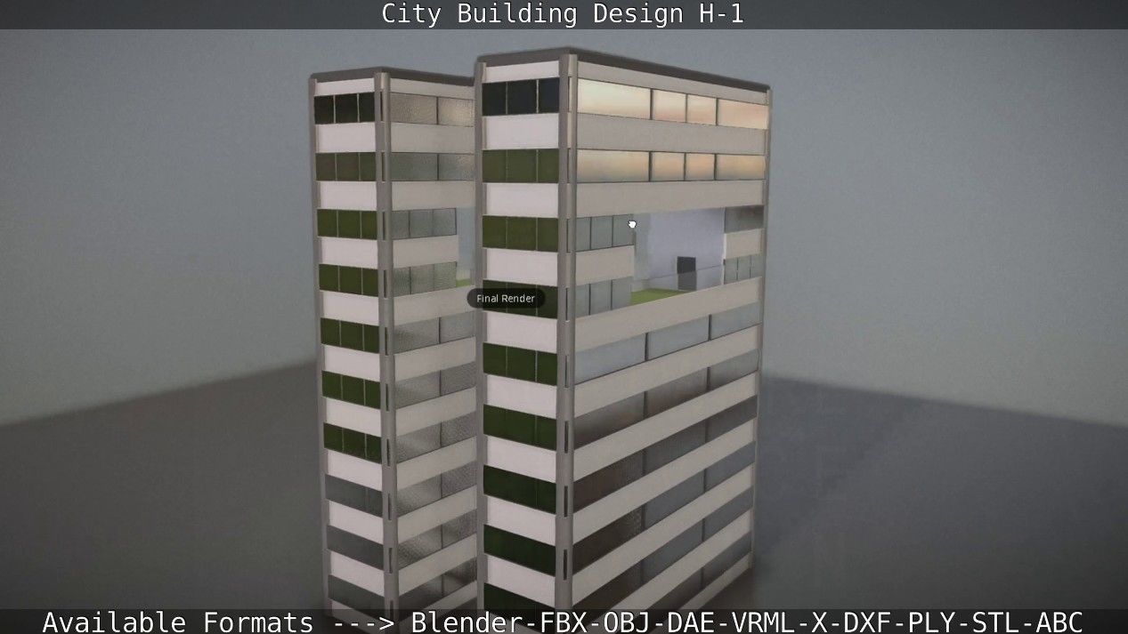 City Building Design H-1 Low-poly 3D model_115