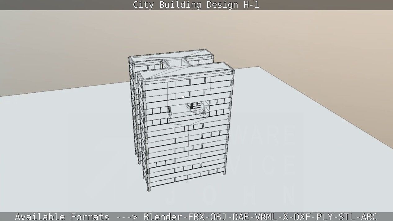 City Building Design H-1 Low-poly 3D model_78