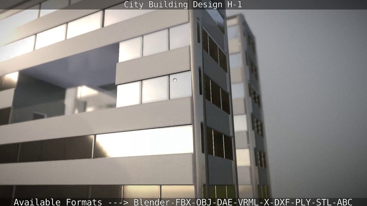 City Building Design H-1 Low-poly 3D model_30