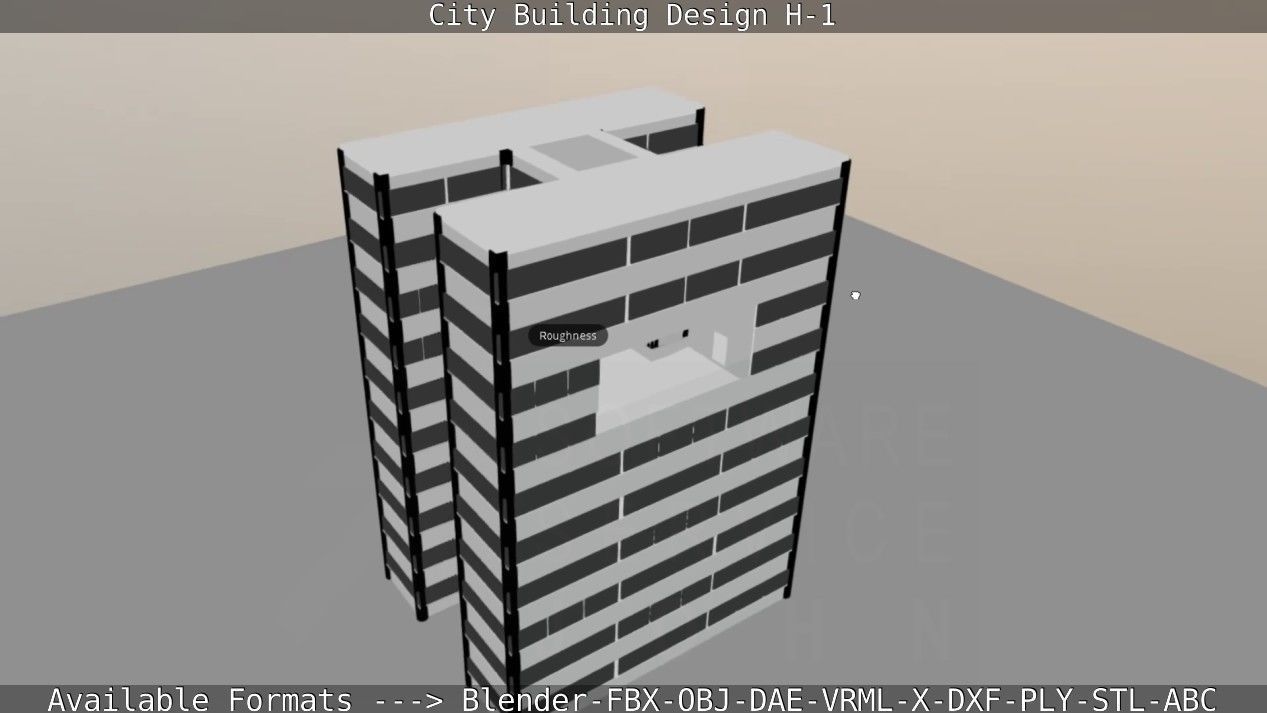 City Building Design H-1 Low-poly 3D model_96