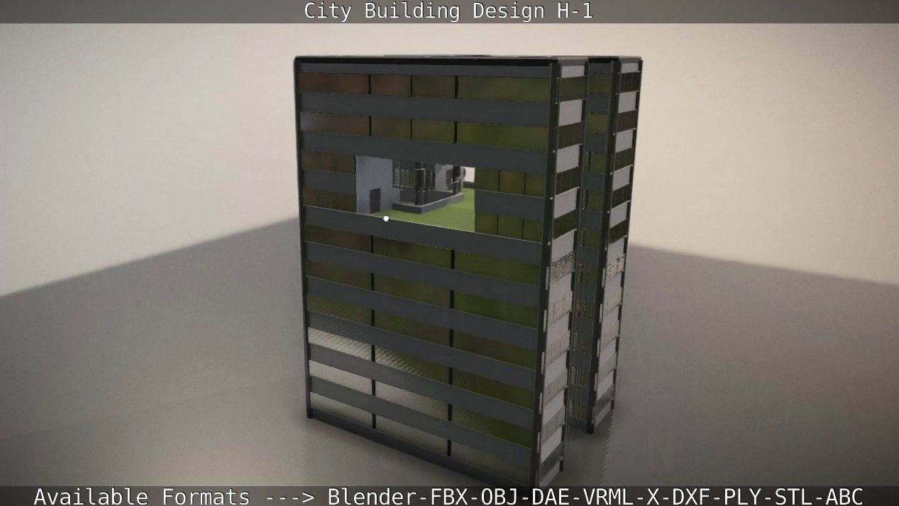 City Building Design H-1 Low-poly 3D model_18