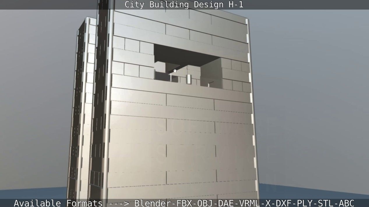 City Building Design H-1 Low-poly 3D model_71
