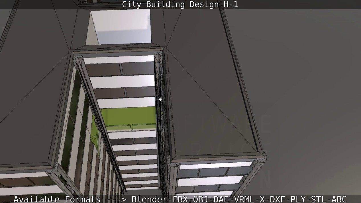 City Building Design H-1 Low-poly 3D model_63