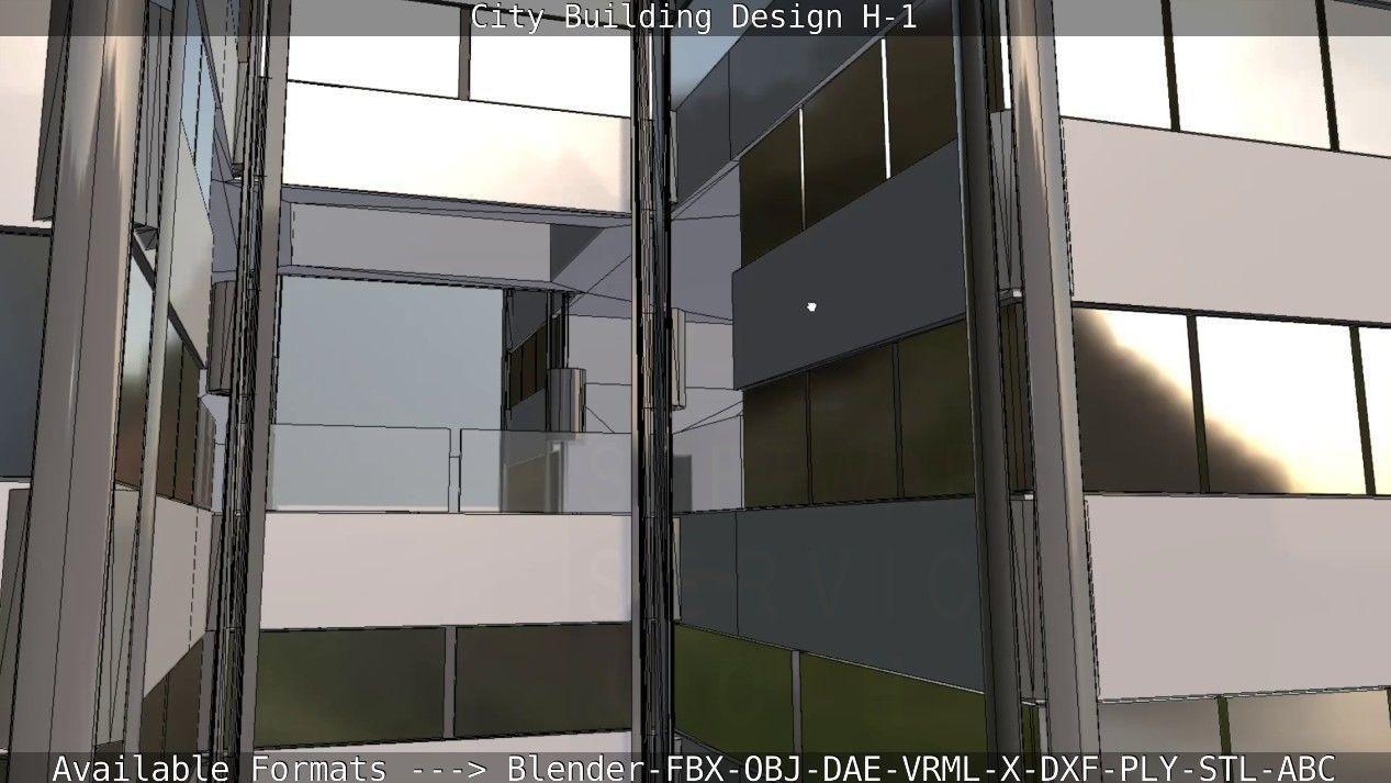 City Building Design H-1 Low-poly 3D model_60