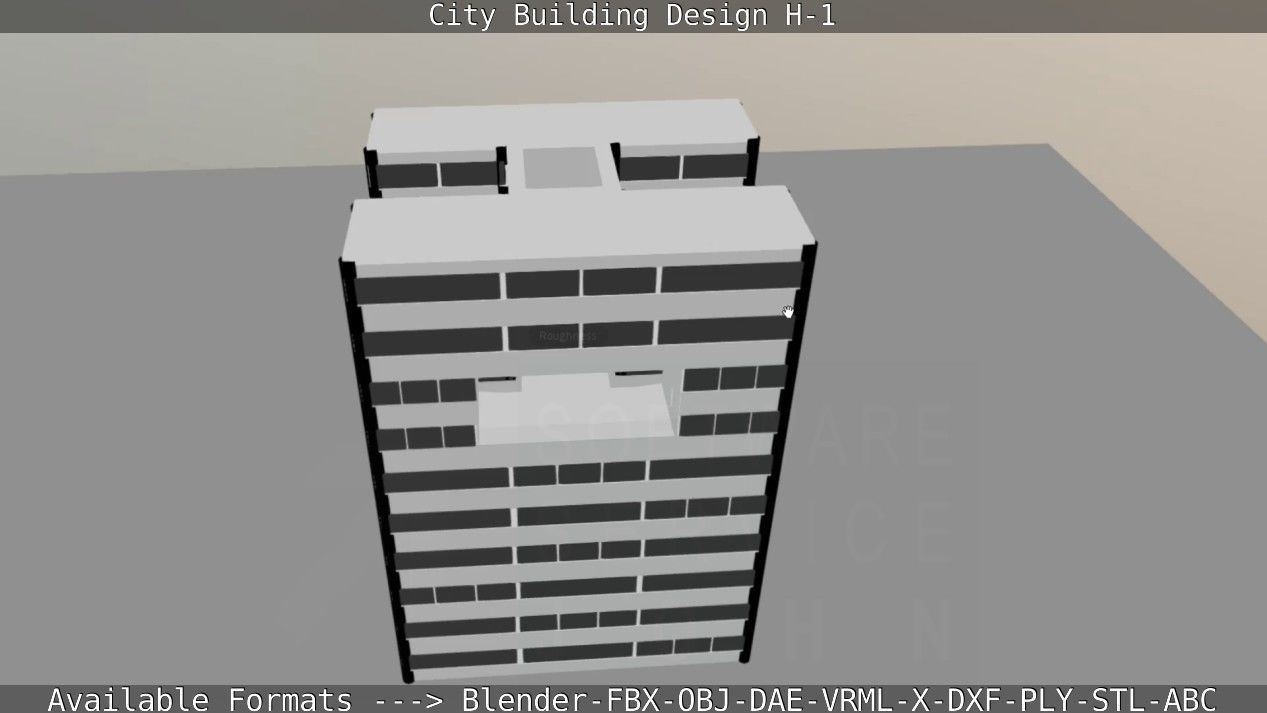 City Building Design H-1 Low-poly 3D model_95
