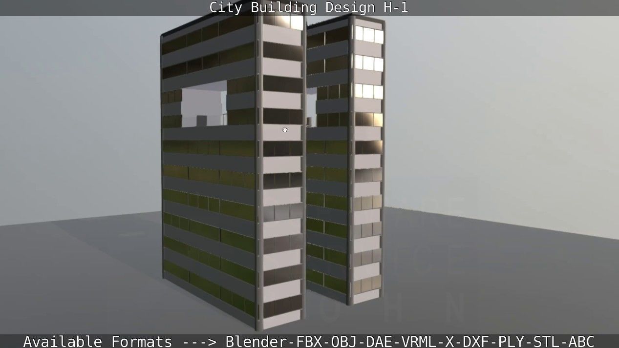 City Building Design H-1 Low-poly 3D model_46