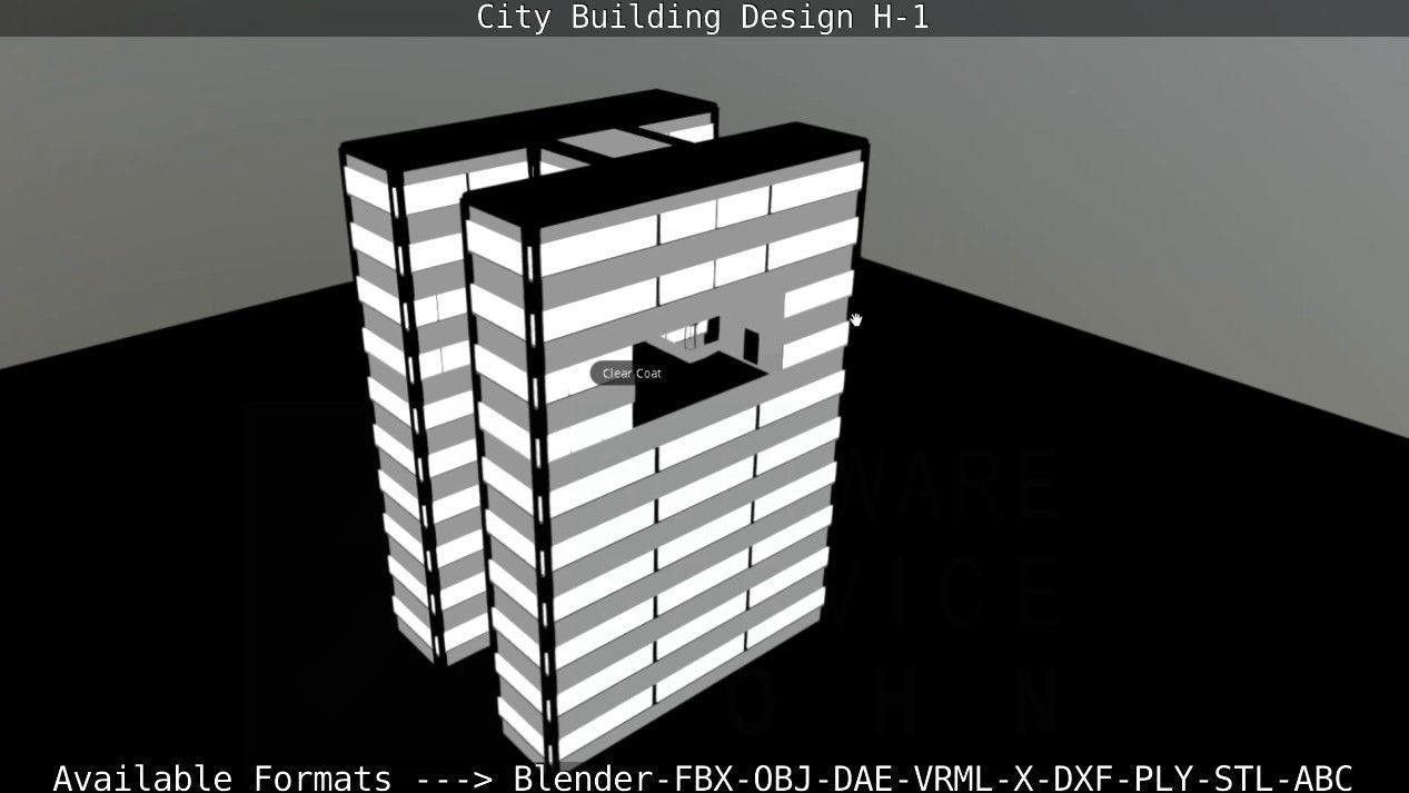 City Building Design H-1 Low-poly 3D model_108
