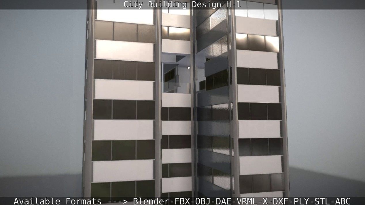 City Building Design H-1 Low-poly 3D model_118