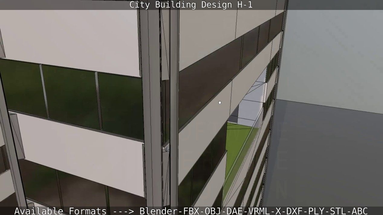 City Building Design H-1 Low-poly 3D model_58