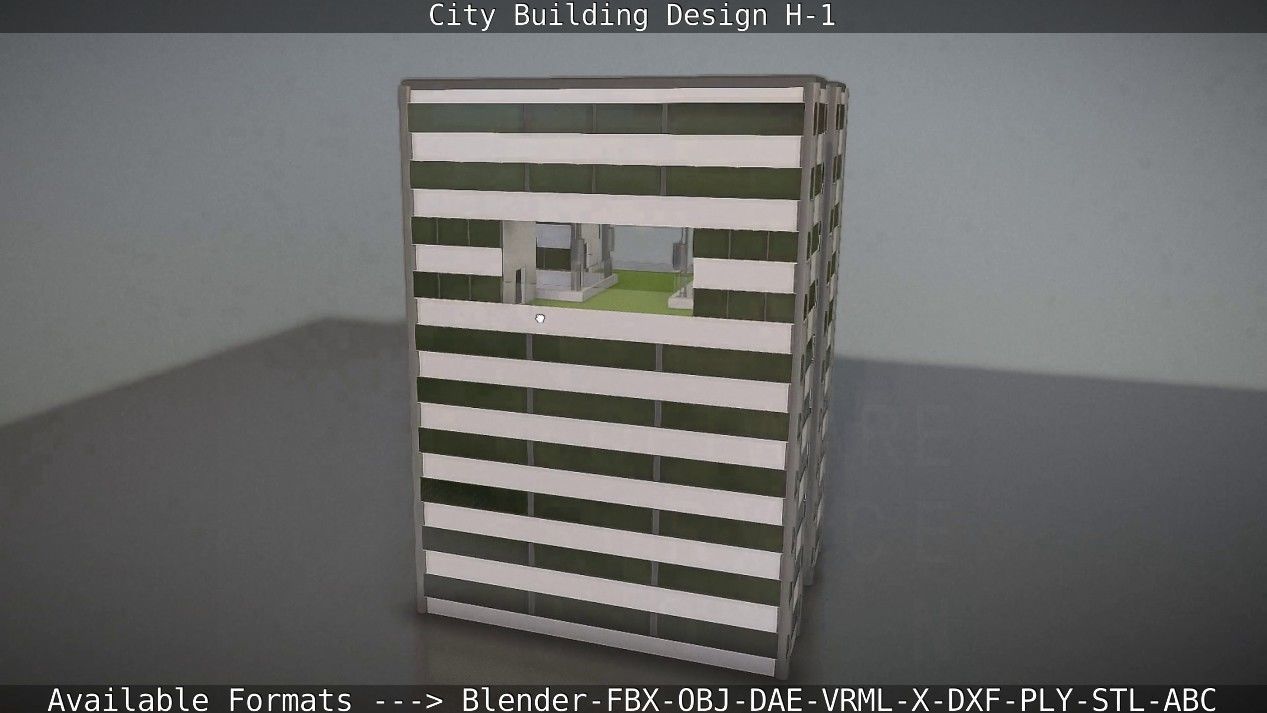 City Building Design H-1 Low-poly 3D model_16