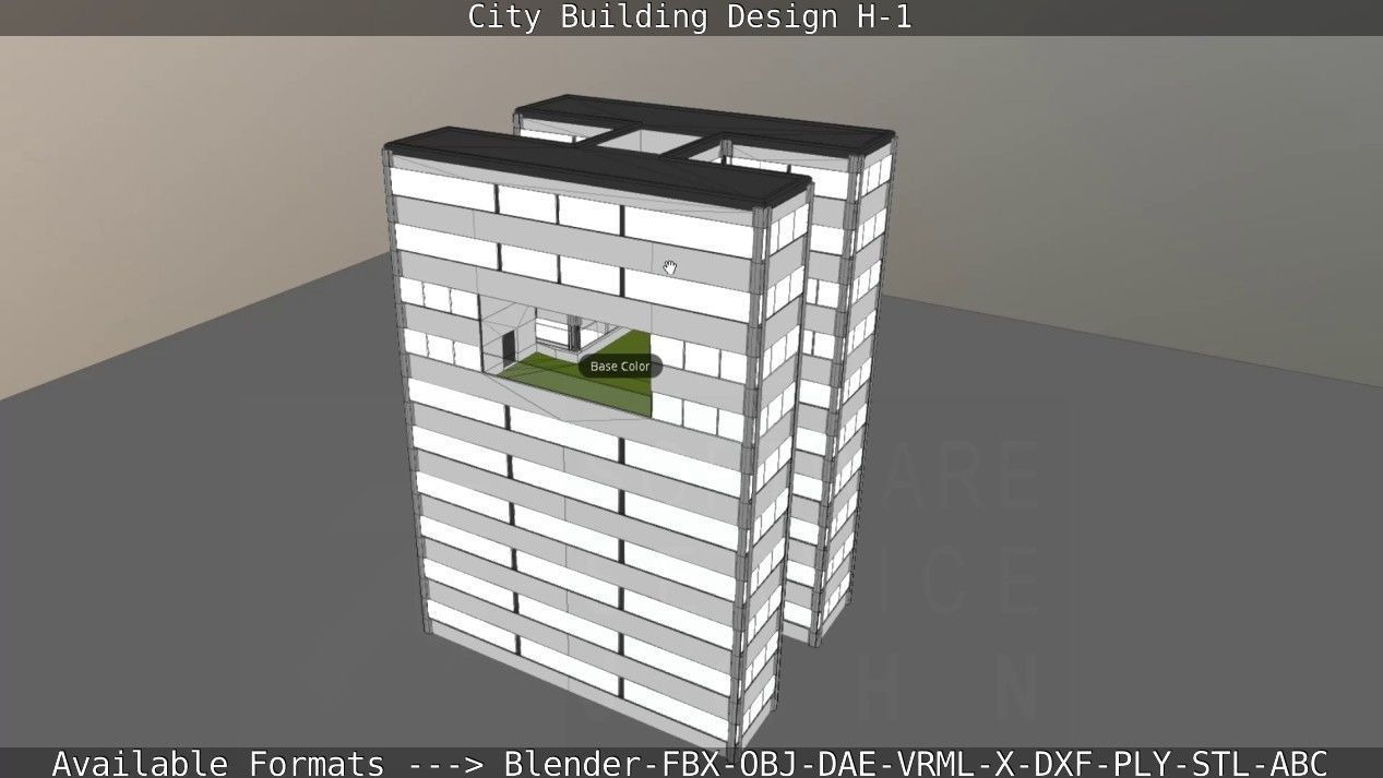 City Building Design H-1 Low-poly 3D model_89
