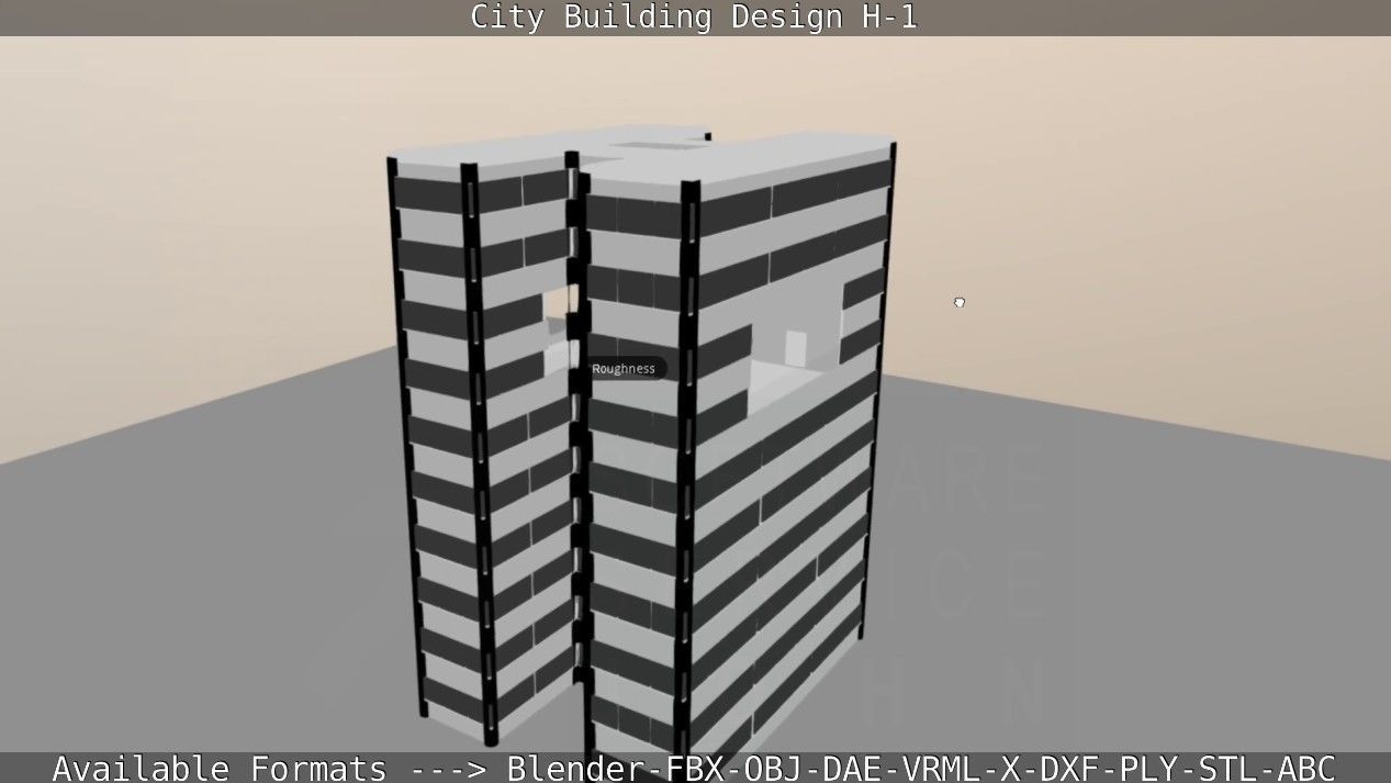 City Building Design H-1 Low-poly 3D model_97