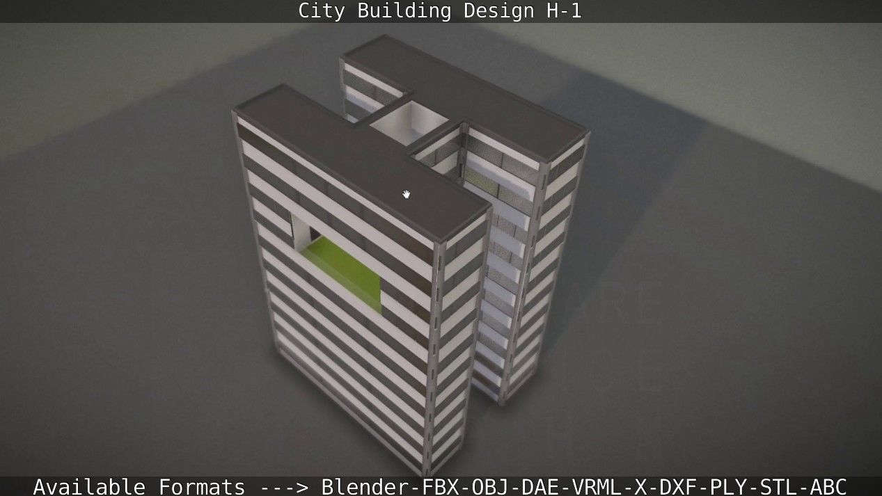 City Building Design H-1 Low-poly 3D model_138