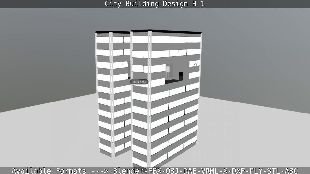 City Building Design H-1 Low-poly 3D model_113