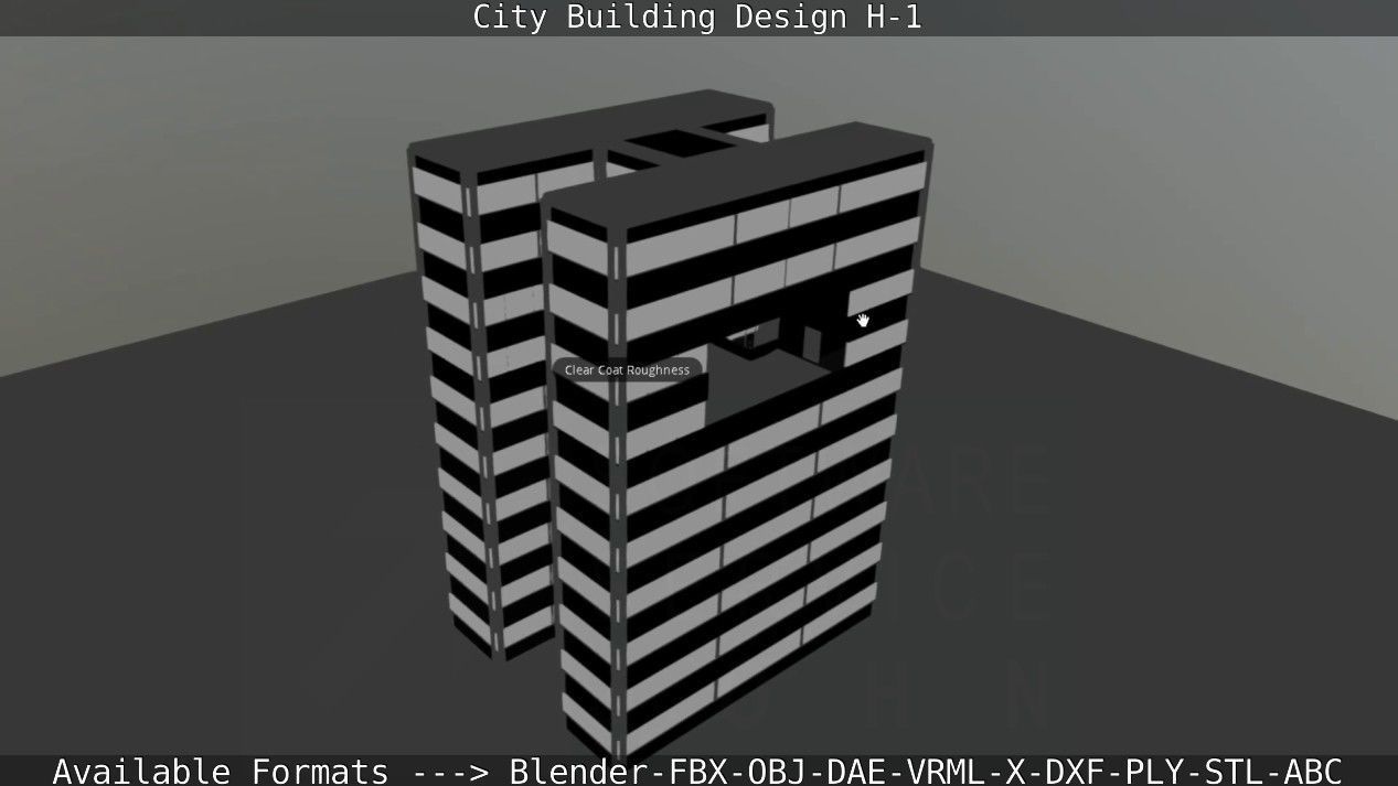 City Building Design H-1 Low-poly 3D model_110