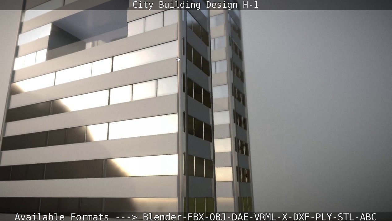 City Building Design H-1 Low-poly 3D model_29