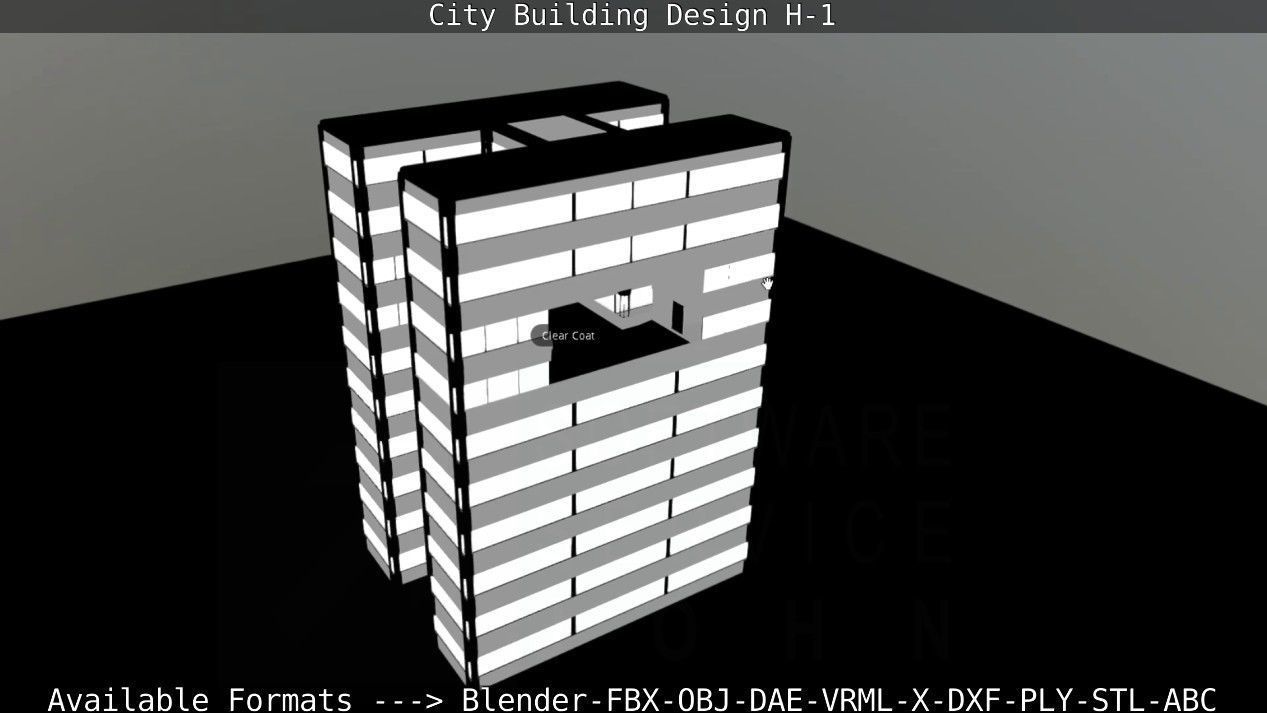 City Building Design H-1 Low-poly 3D model_107