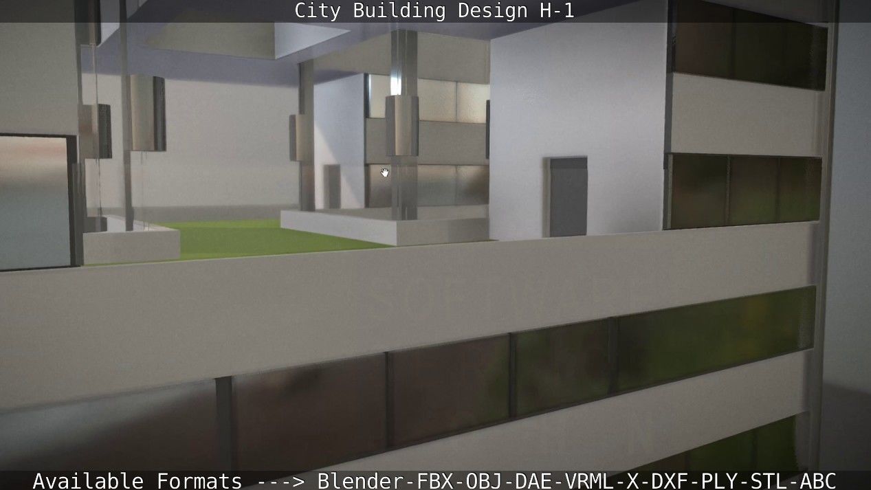 City Building Design H-1 Low-poly 3D model_125