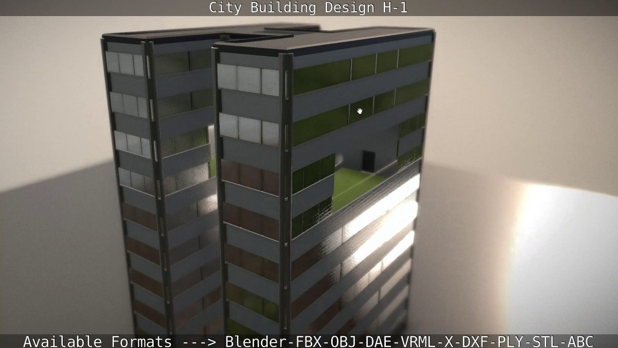 City Building Design H-1 Low-poly 3D model_40