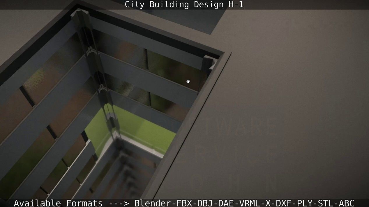 City Building Design H-1 Low-poly 3D model_38
