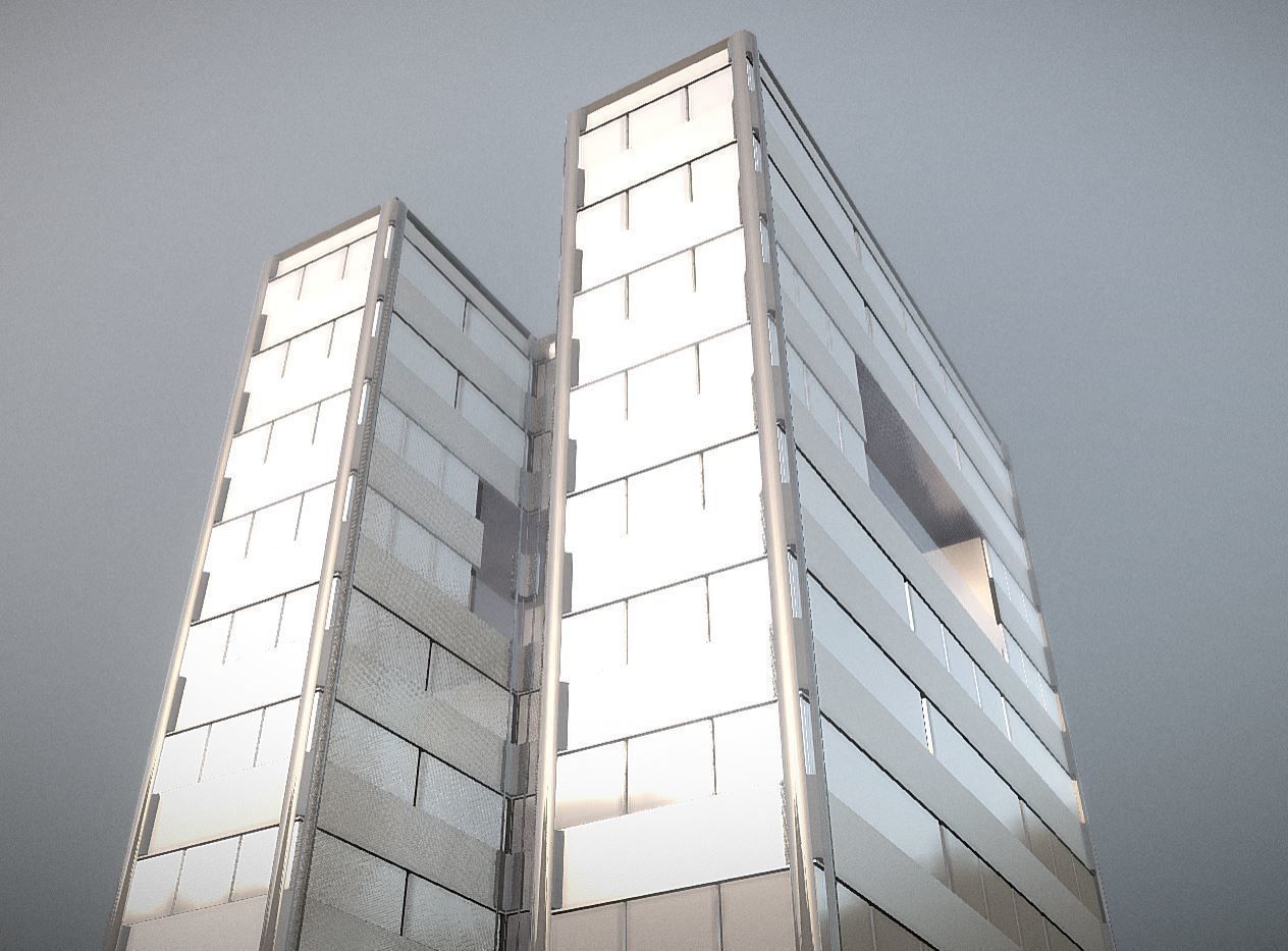 City Building Design H-1 Low-poly 3D model_3