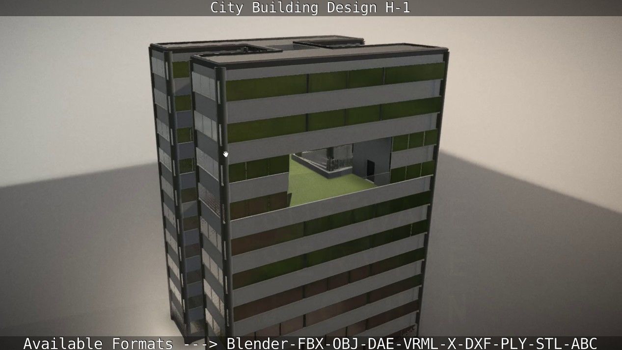 City Building Design H-1 Low-poly 3D model_22