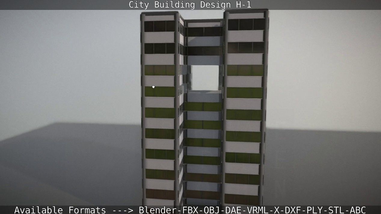 City Building Design H-1 Low-poly 3D model_19